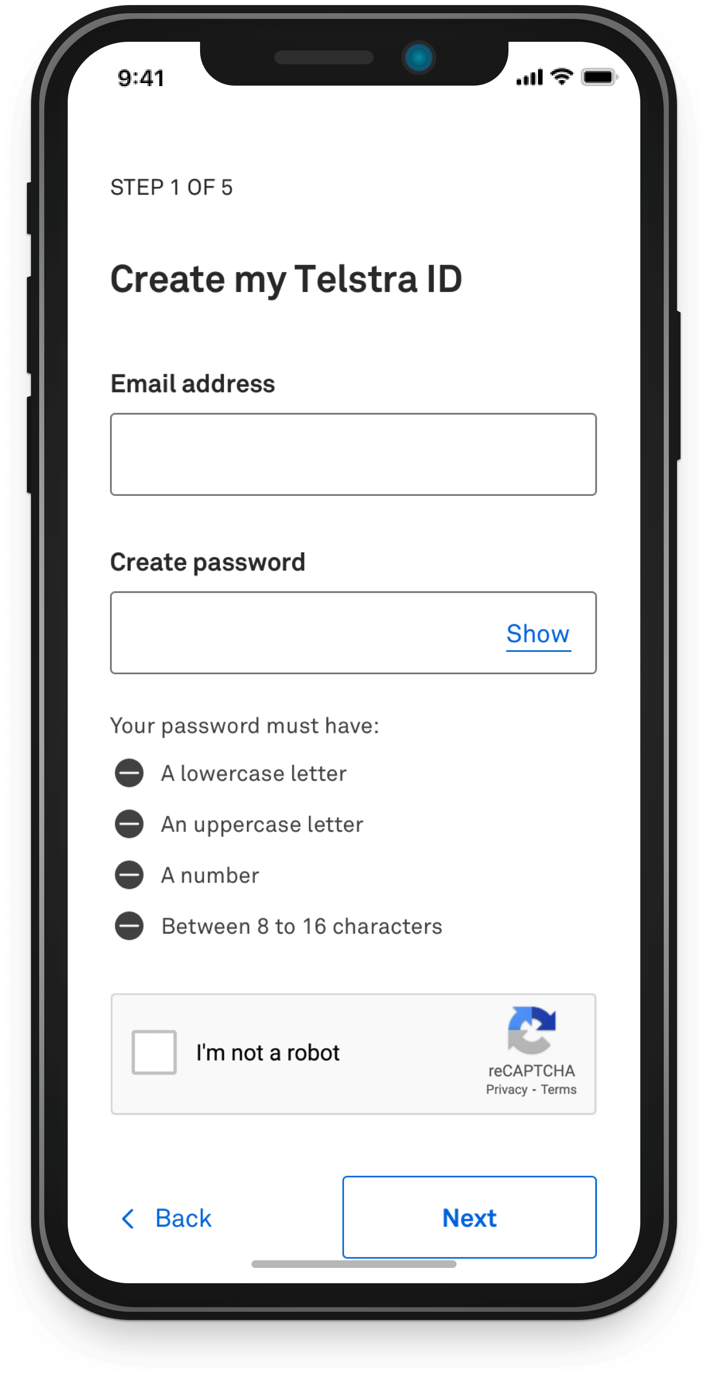Telstra Registration Journey MVP1